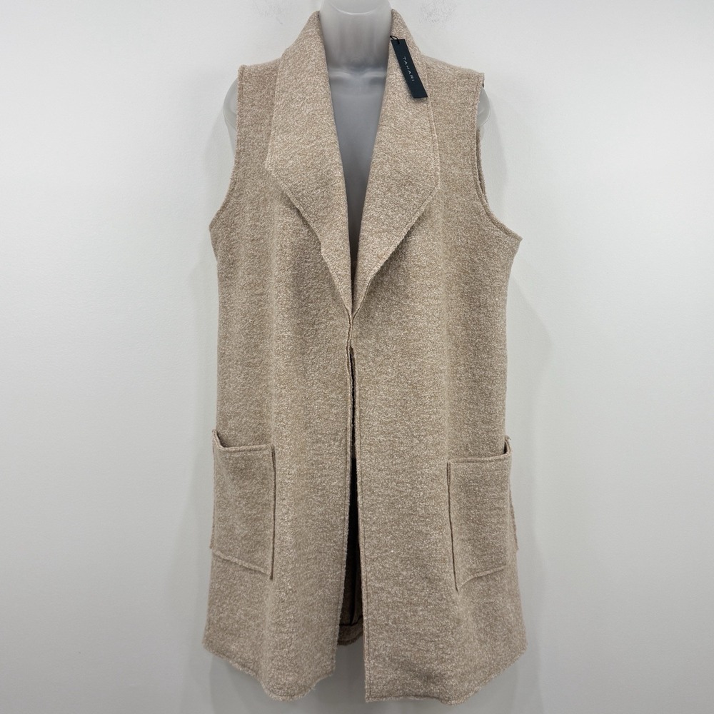 Tahari Longline Wool Vest Womens XL NWT Quiet Luxury Old Money Layer Capsule